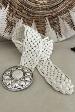 Boho Riem Riva met Ornament, Gebroken Wit.