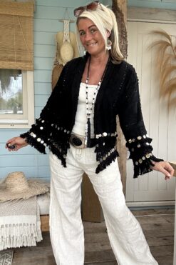 Boho Jasje Jonna met Muntjes, Zwart.