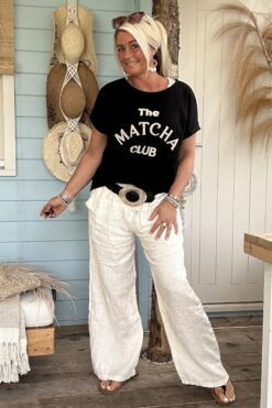 T-shirt Melanie Matcha Club, Zwart,