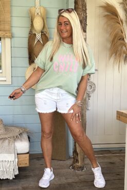 Sweater Faye "Wild Child" Korte mouw, Petrol groen.