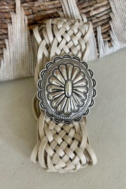 Boho Riem Salina met Concho Gesp, Div. Kleuren. - Licht Zand