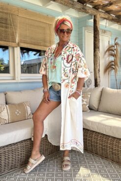 Kimono Blouse Berna, Boho Flower.