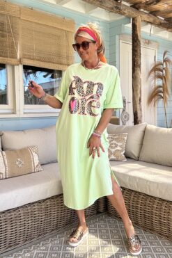 T-shirt jurk Tanisha "Amore", Pastel Groen.