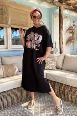 T-shirt jurk Tanisha "Amore", Zwart.