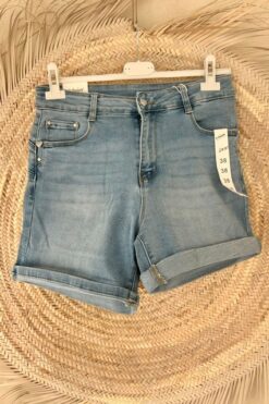 Jeans Short Denise met Hart Details, Licht Blauw