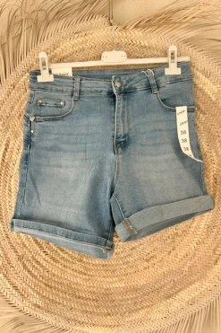 Jeans Short Denise met Hart Details, Licht Blauw