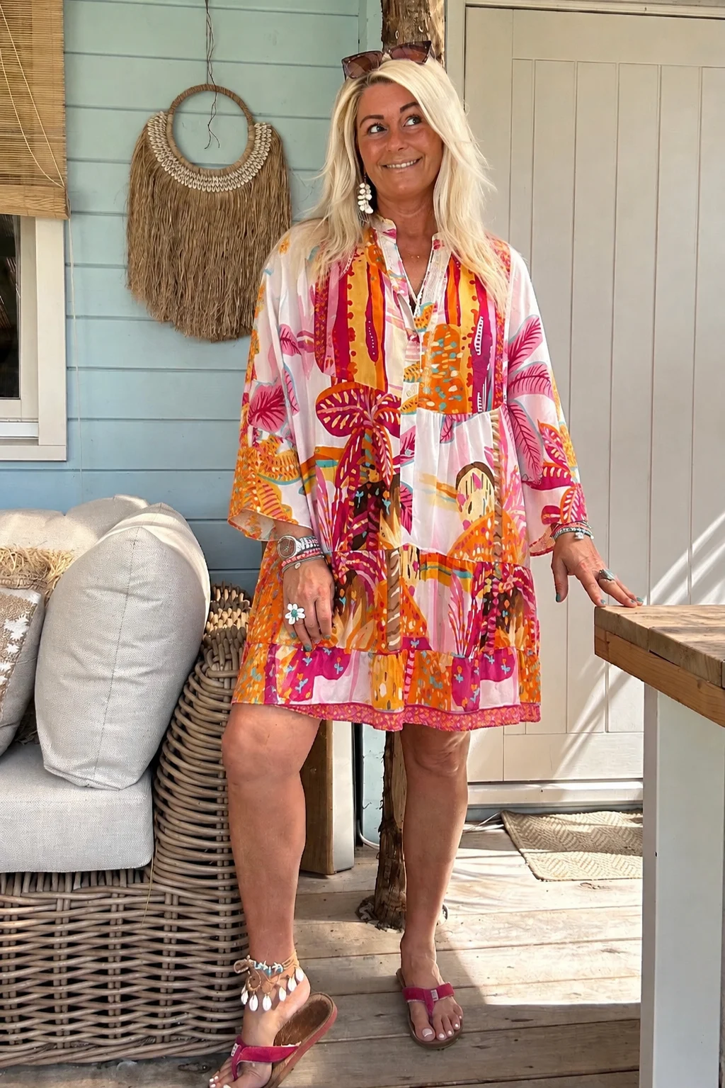 Tuniek Trisha Tropical, Fuchsia tinten. - Afbeelding 2