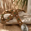 Boho Riem Savannah, Gevlochten koord met Kralen Camel.