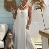 Maxi Jurk Stella Mousseline, Licht Zand.