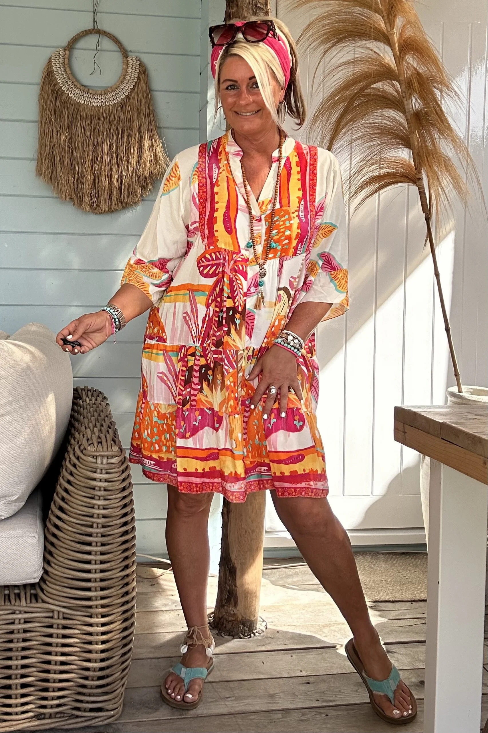 Tuniek Trisha Tropical, Fuchsia tinten. - Afbeelding 6