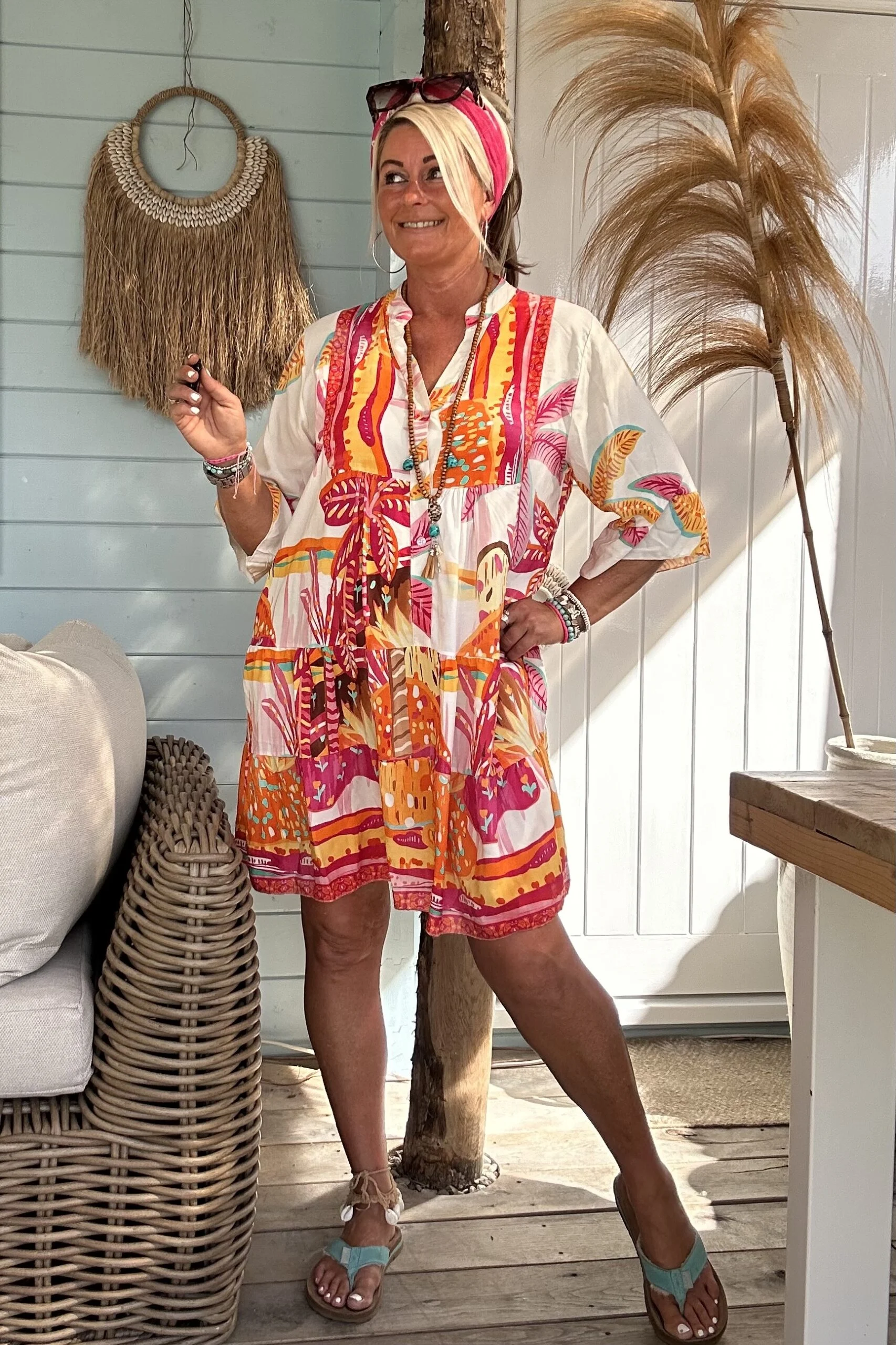 Tuniek Trisha Tropical, Fuchsia tinten. - Afbeelding 13