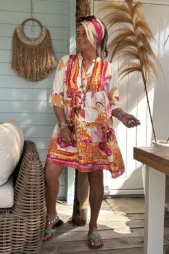 Tuniek Trisha Tropical, Fuchsia tinten.