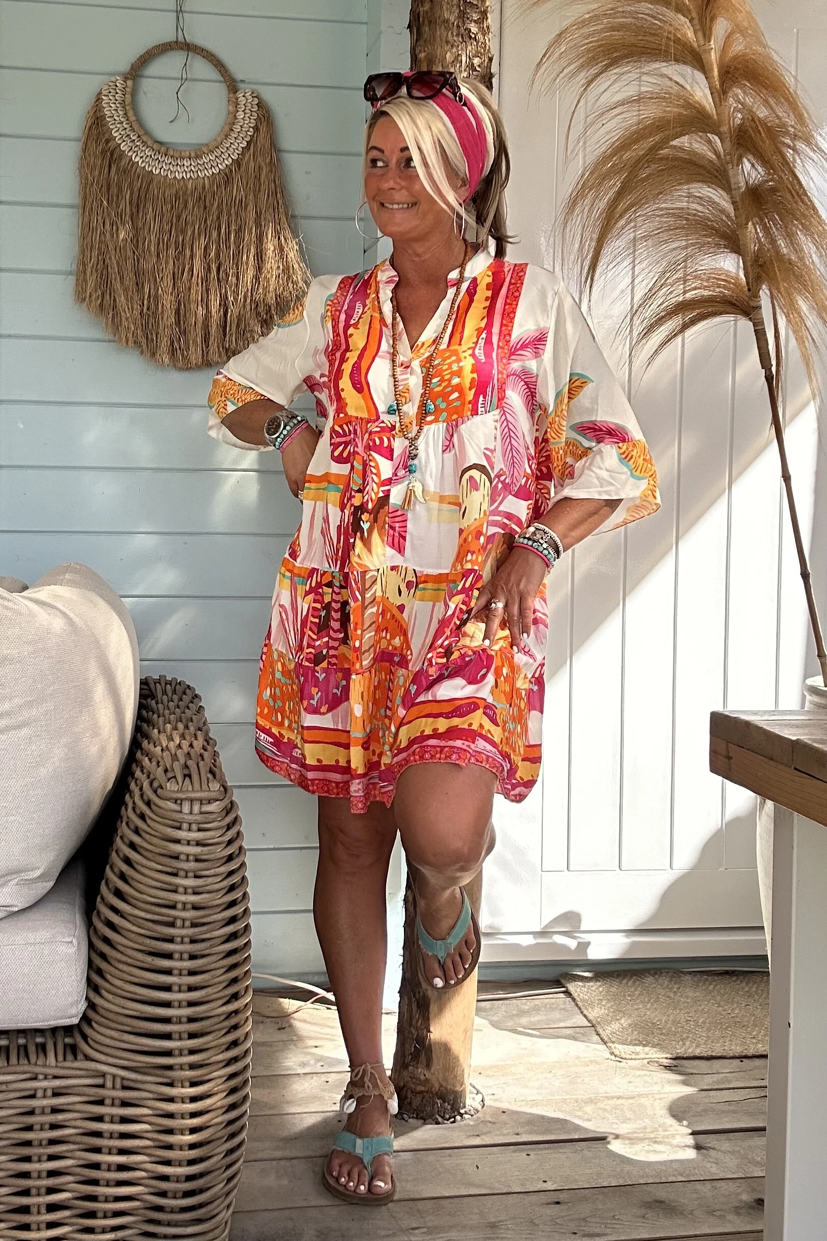 Tuniek Trisha Tropical, Fuchsia tinten. - Afbeelding 11