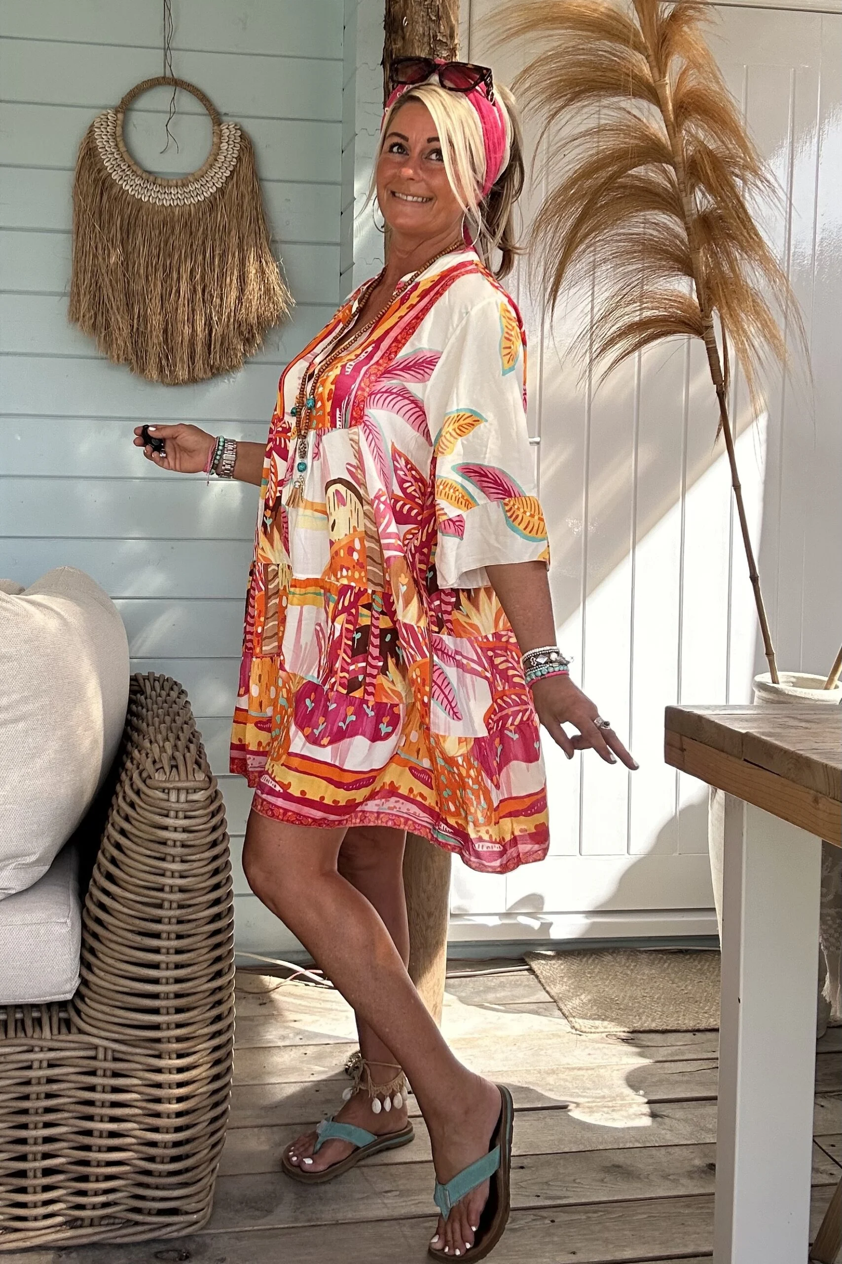 Tuniek Trisha Tropical, Fuchsia tinten. - Afbeelding 10