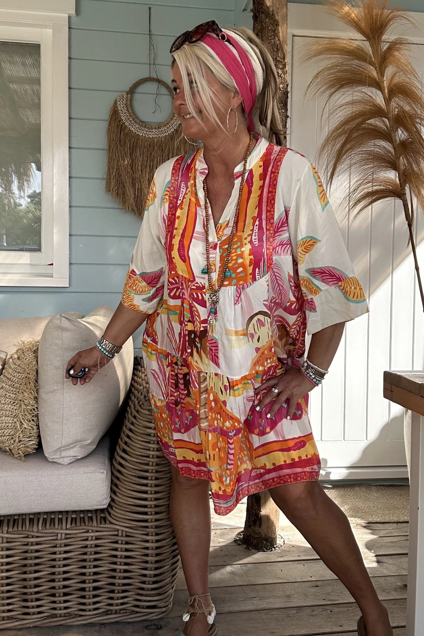 Tuniek Trisha Tropical, Fuchsia tinten. - Afbeelding 9