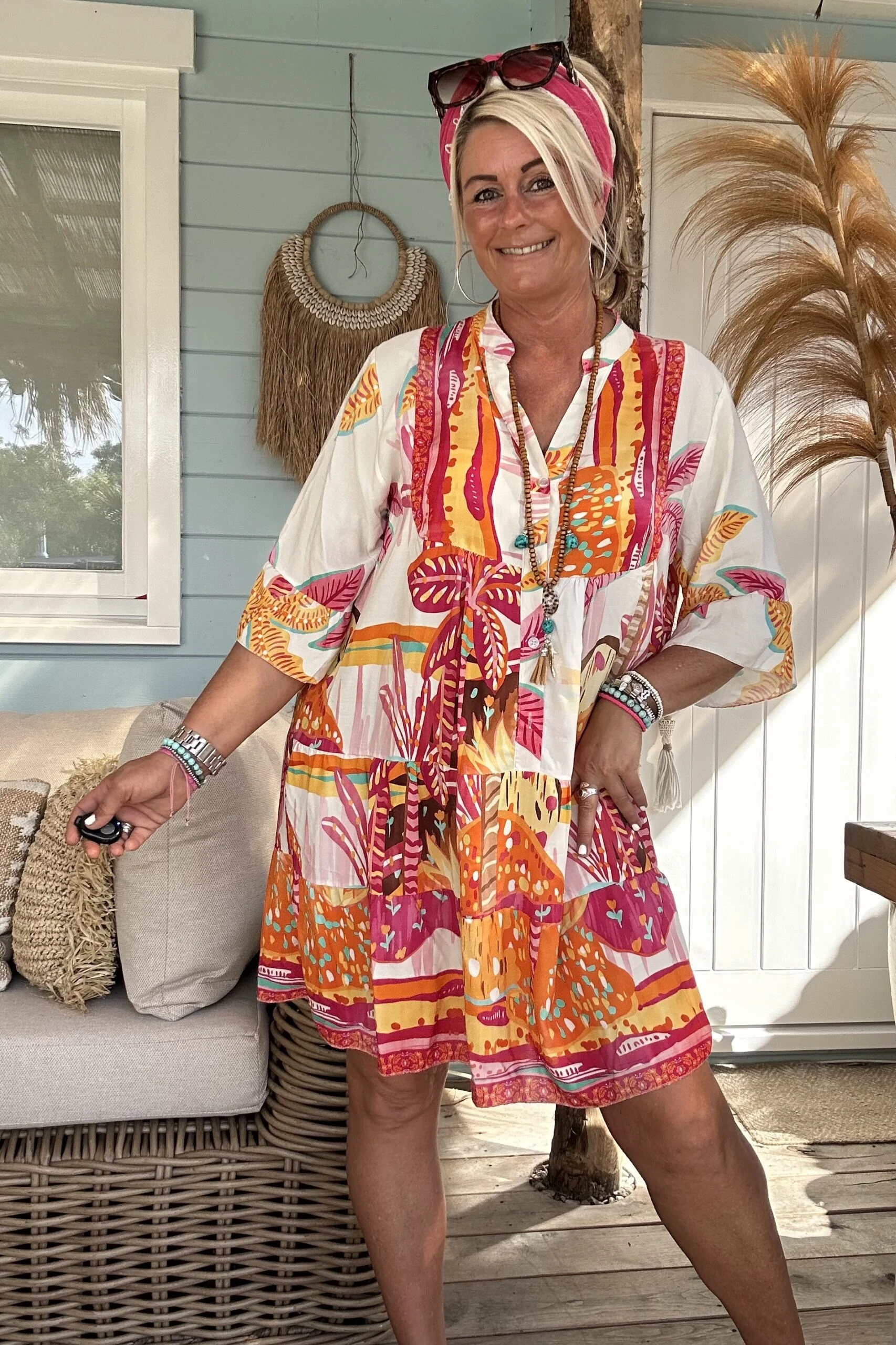 Tuniek Trisha Tropical, Fuchsia tinten. - Afbeelding 7
