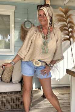 Boho Chic top Tessel, Champagne.
