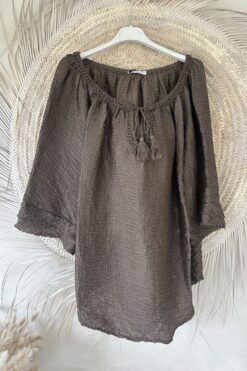 Boho Chic top Tessel, Mocca Bruin.