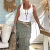 Maxi Rok Veronique met Volants, Army.