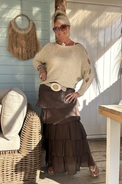 Knitwear trui Nadine met Lurex accenten.