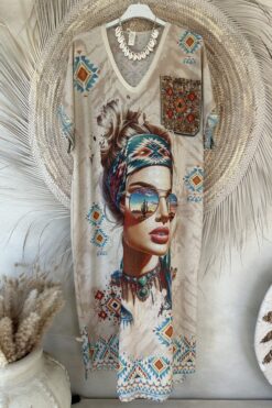 Jurk Jeanette Lurex Hippie Face.