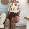 Ibiza tuniek Bibi 3/4 mouw, Lelie Creme. (PREORDER LEVERING   ROND 20-07)