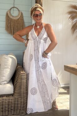 Boho Maxi jurk Amelie, Wit.