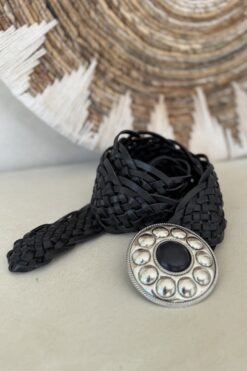 Boho Riem Riva met Ornament, Gebroken Zwart