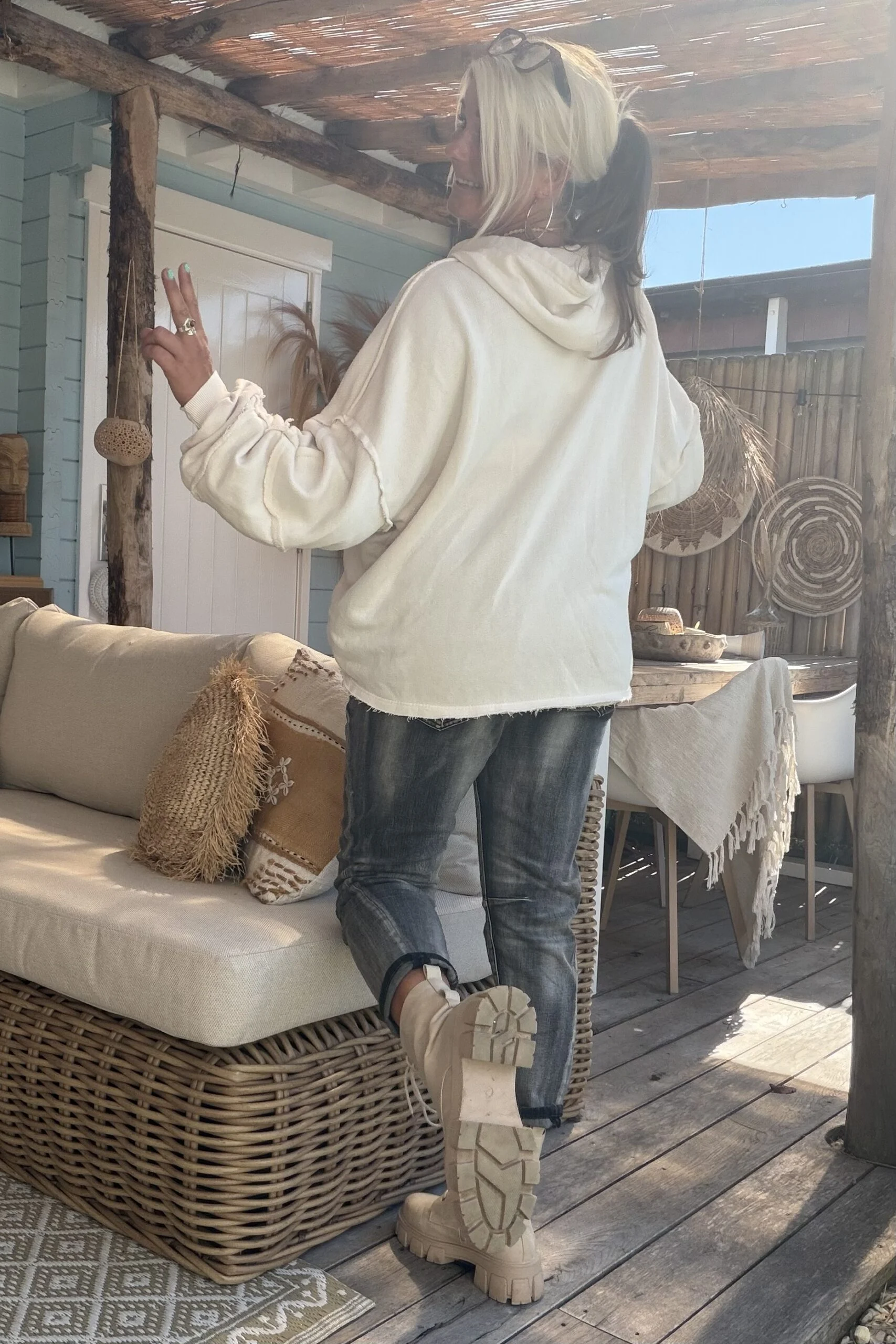 Sweater Amber Amazing met Grafelde Randjes, Crème. - Afbeelding 16