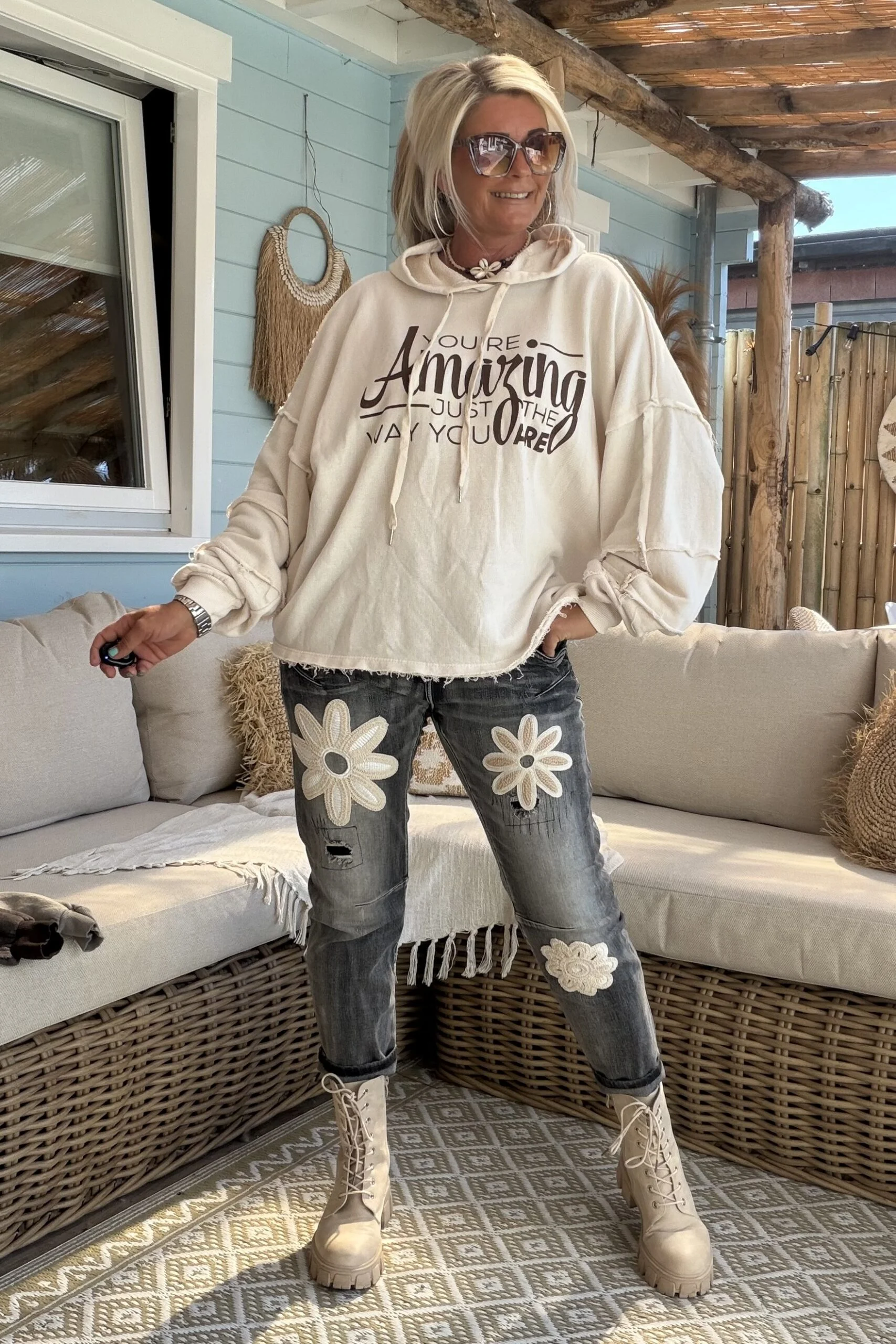 Sweater Amber Amazing met Grafelde Randjes, Crème. - Afbeelding 10