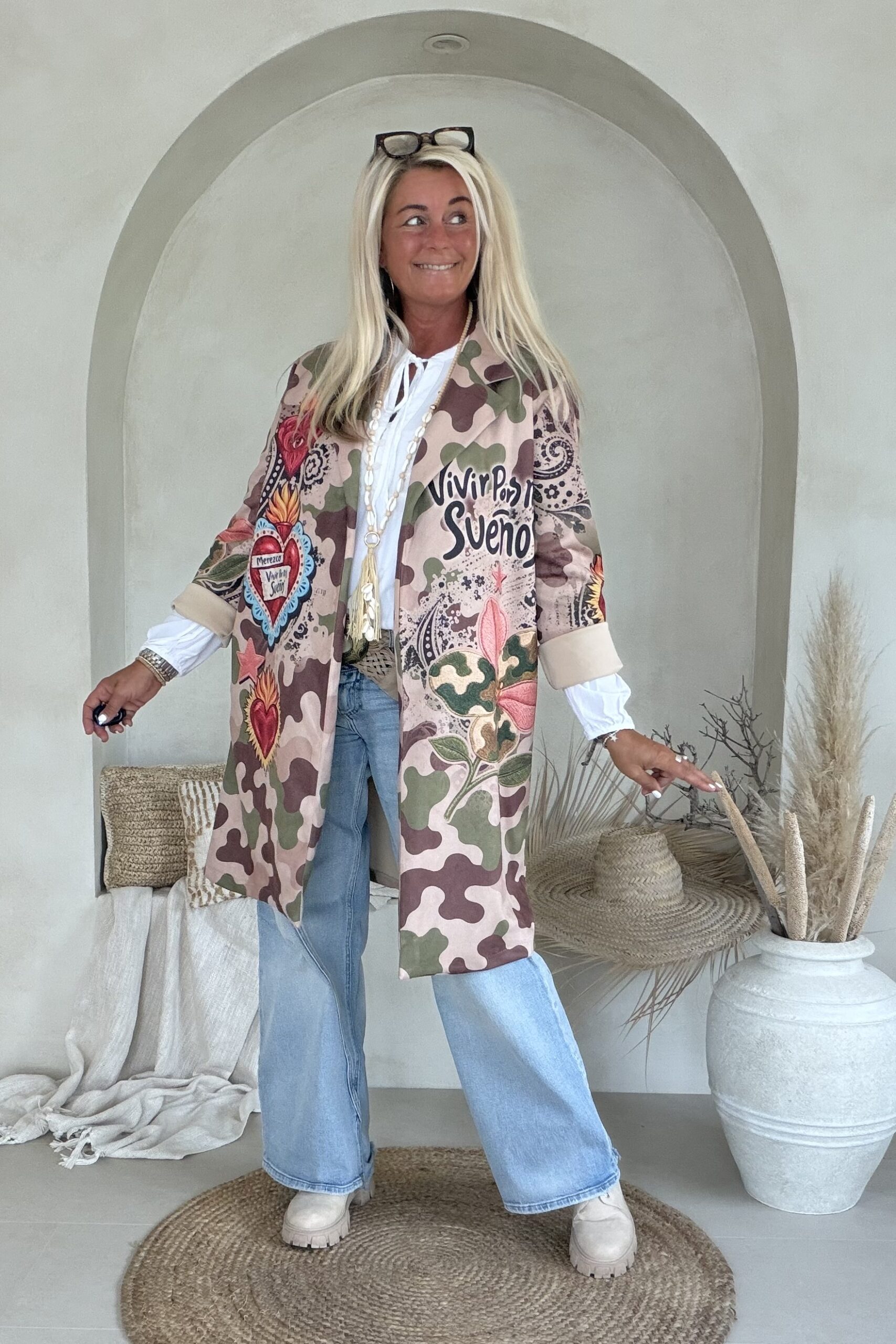 Suedine Long Blazer Bowie, Wild Hearts Camo. - Afbeelding 3