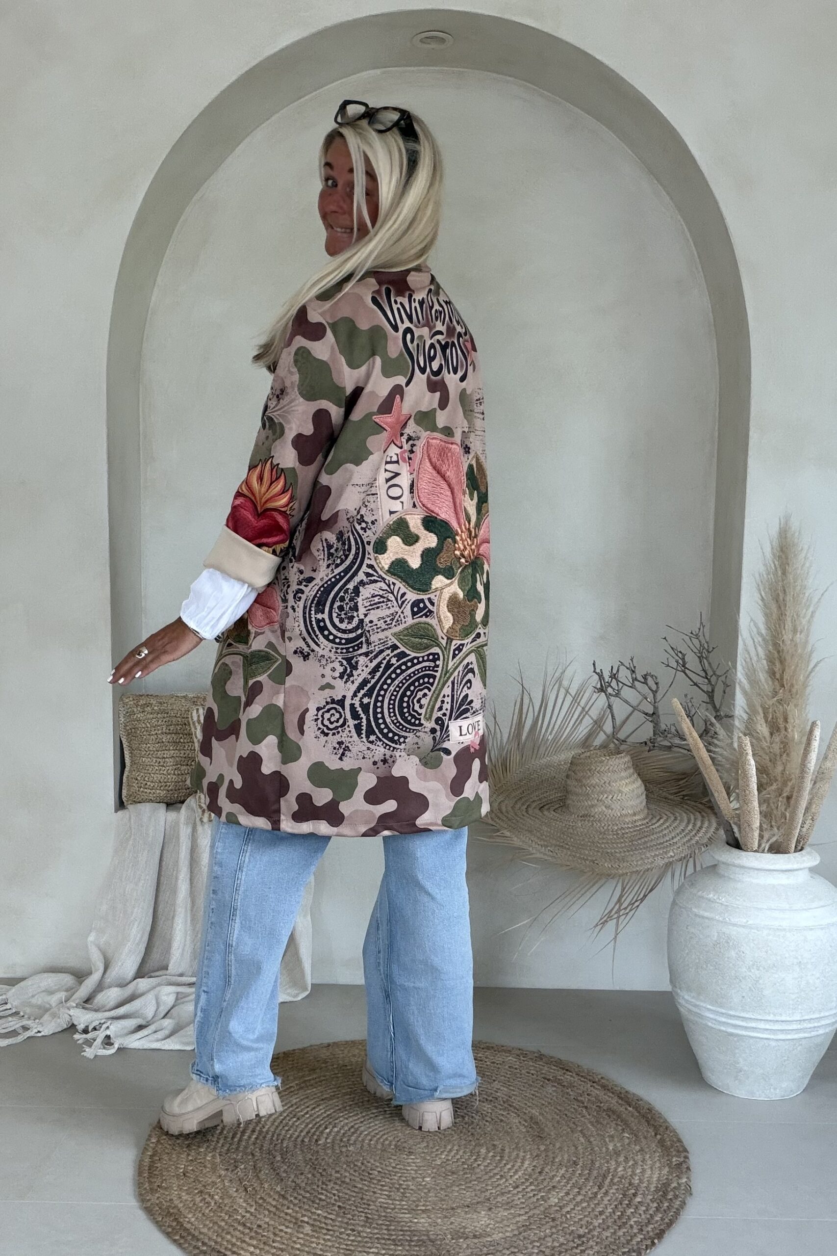 Suedine Long Blazer Bowie, Wild Hearts Camo. - Afbeelding 5