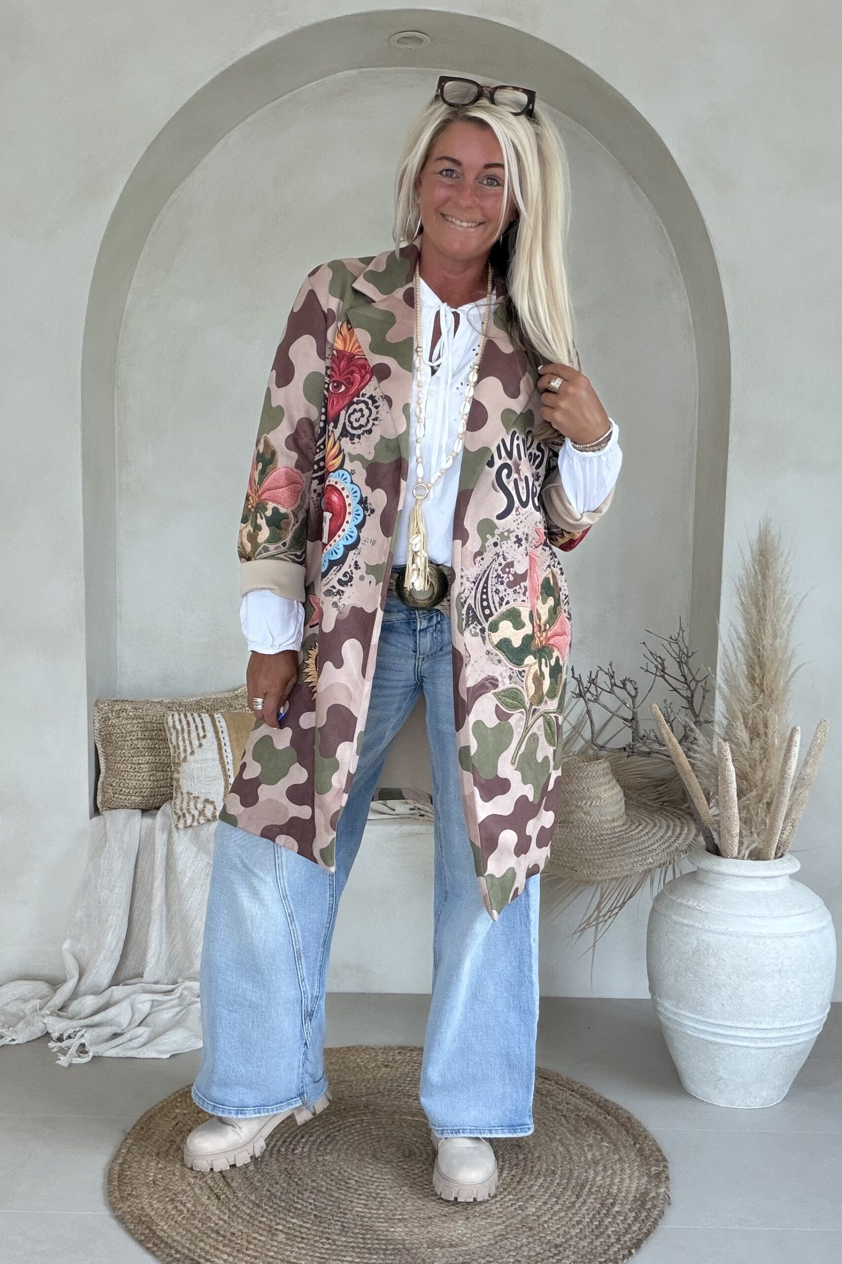 Suedine Long Blazer Bowie, Wild Hearts Camo. - Afbeelding 7