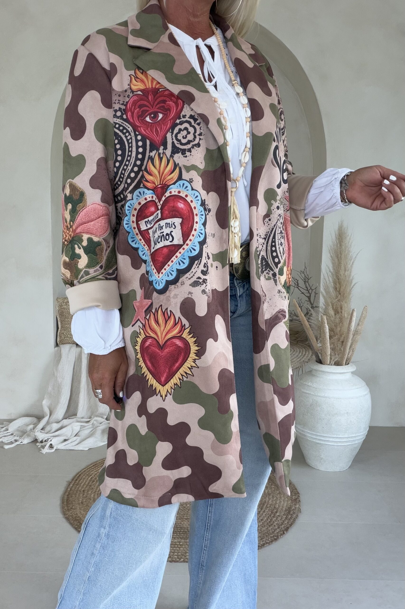 Suedine Long Blazer Bowie, Wild Hearts Camo. - Afbeelding 9