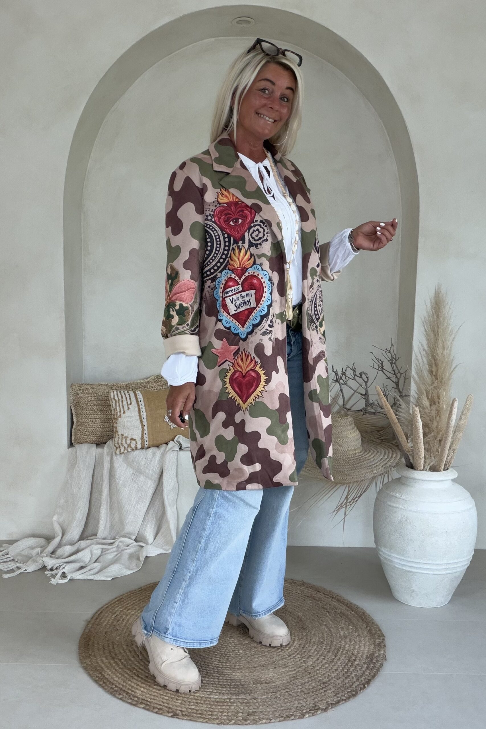 Suedine Long Blazer Bowie, Wild Hearts Camo. - Afbeelding 10
