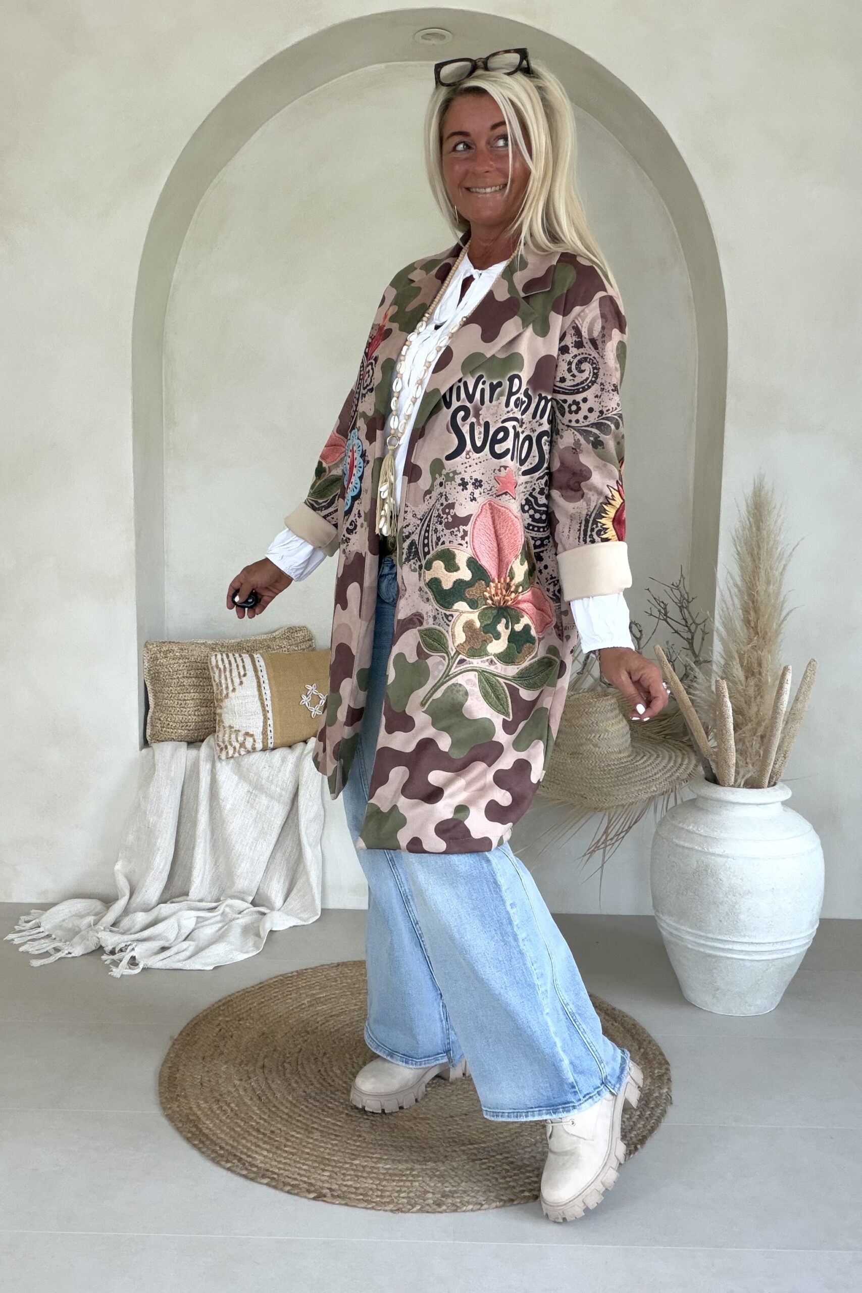 Suedine Long Blazer Bowie, Wild Hearts Camo. - Afbeelding 12