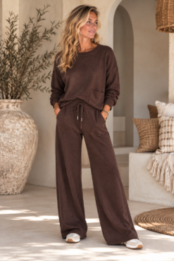 Soft Knit Twinset Elise, Donker Bruin.
