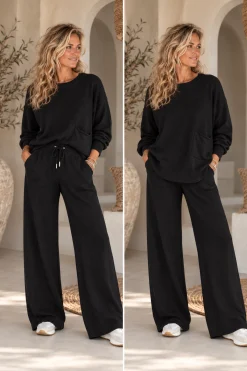 Soft Knit Twinset Elise, Zwart. (PRE-ORDER, LEVERING ROND 02-10)