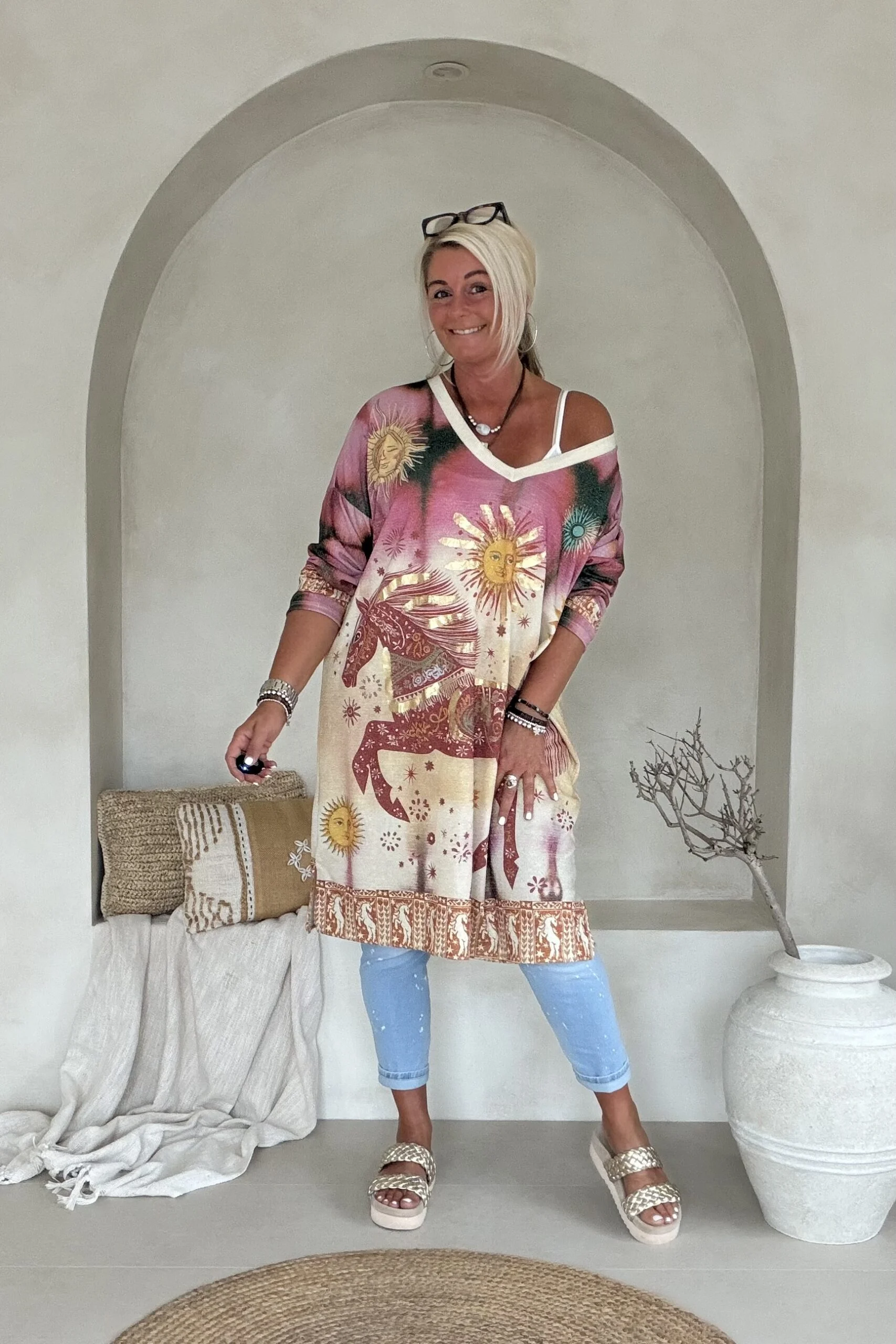 Boho Lurex tuniek Vivi "All things Change" met Paard. - Afbeelding 4