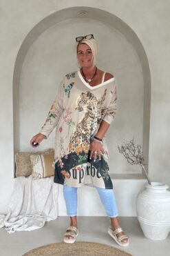 Boho Lurex tuniek Vivi "Superbe" met Luipaard.