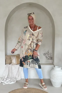 Boho Lurex tuniek Vivi "Superbe" met Luipaard.