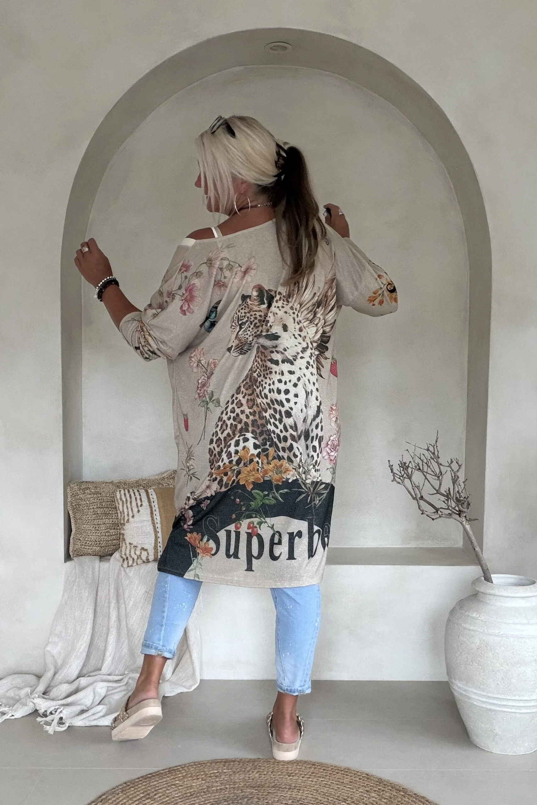 Boho Lurex tuniek Vivi "Superbe" met Luipaard. - Afbeelding 2