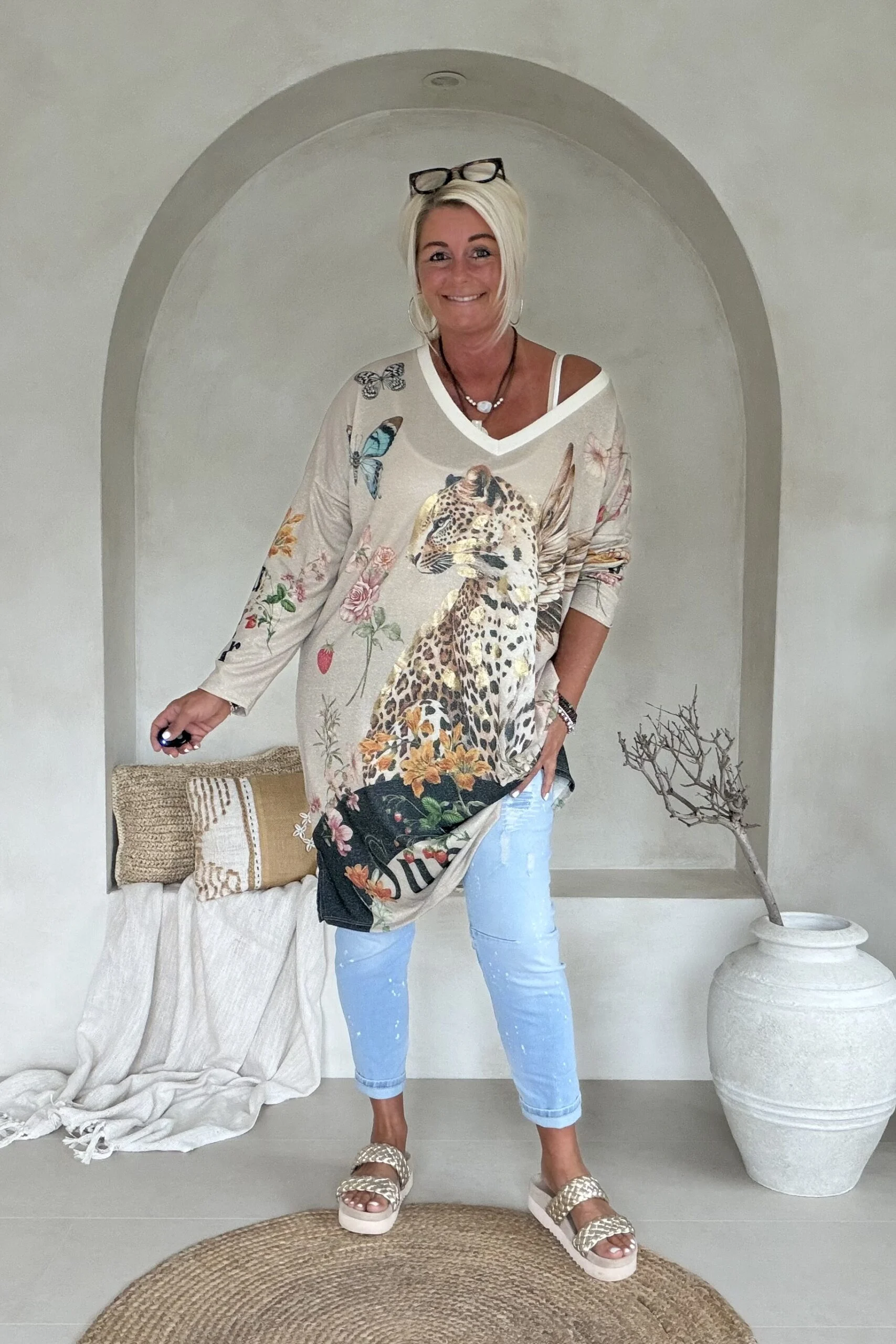 Boho Lurex tuniek Vivi "Superbe" met Luipaard. - Afbeelding 5