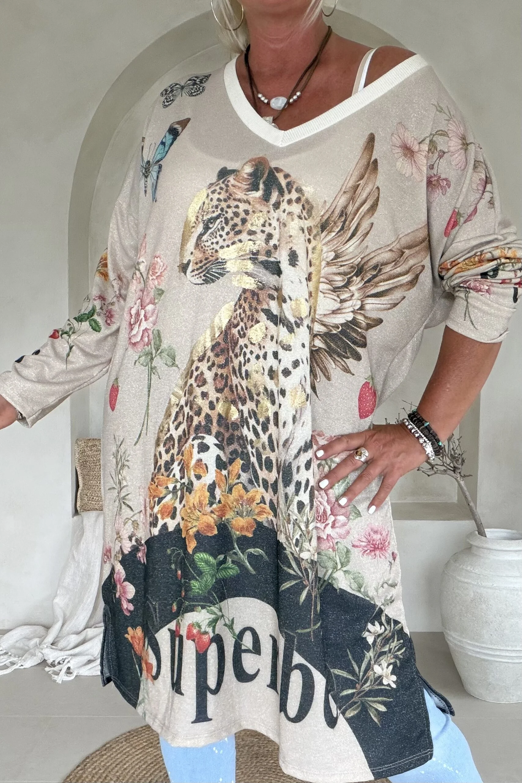 Boho Lurex tuniek Vivi "Superbe" met Luipaard. - Afbeelding 3