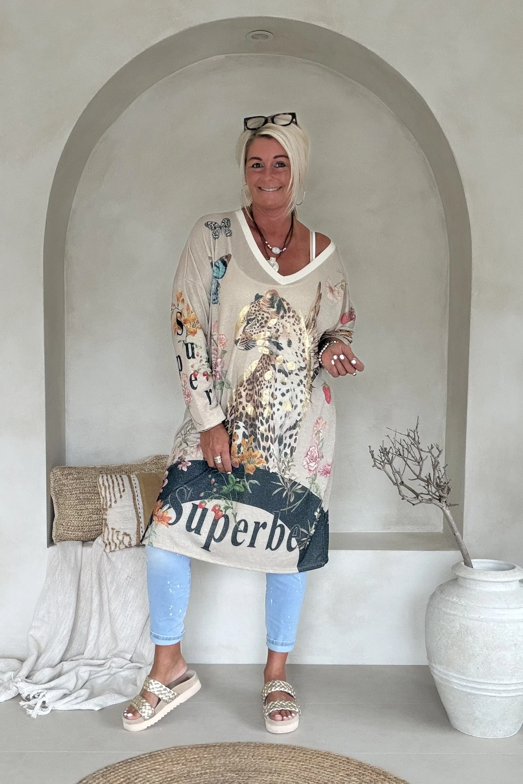 Boho Lurex tuniek Vivi "Superbe" met Luipaard. - Afbeelding 4