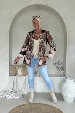 Boho Chic Paisley Blazer Paige, Bruintinten.