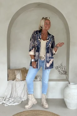 Boho Chic Paisley Blazer Paige, Blauwtinten.