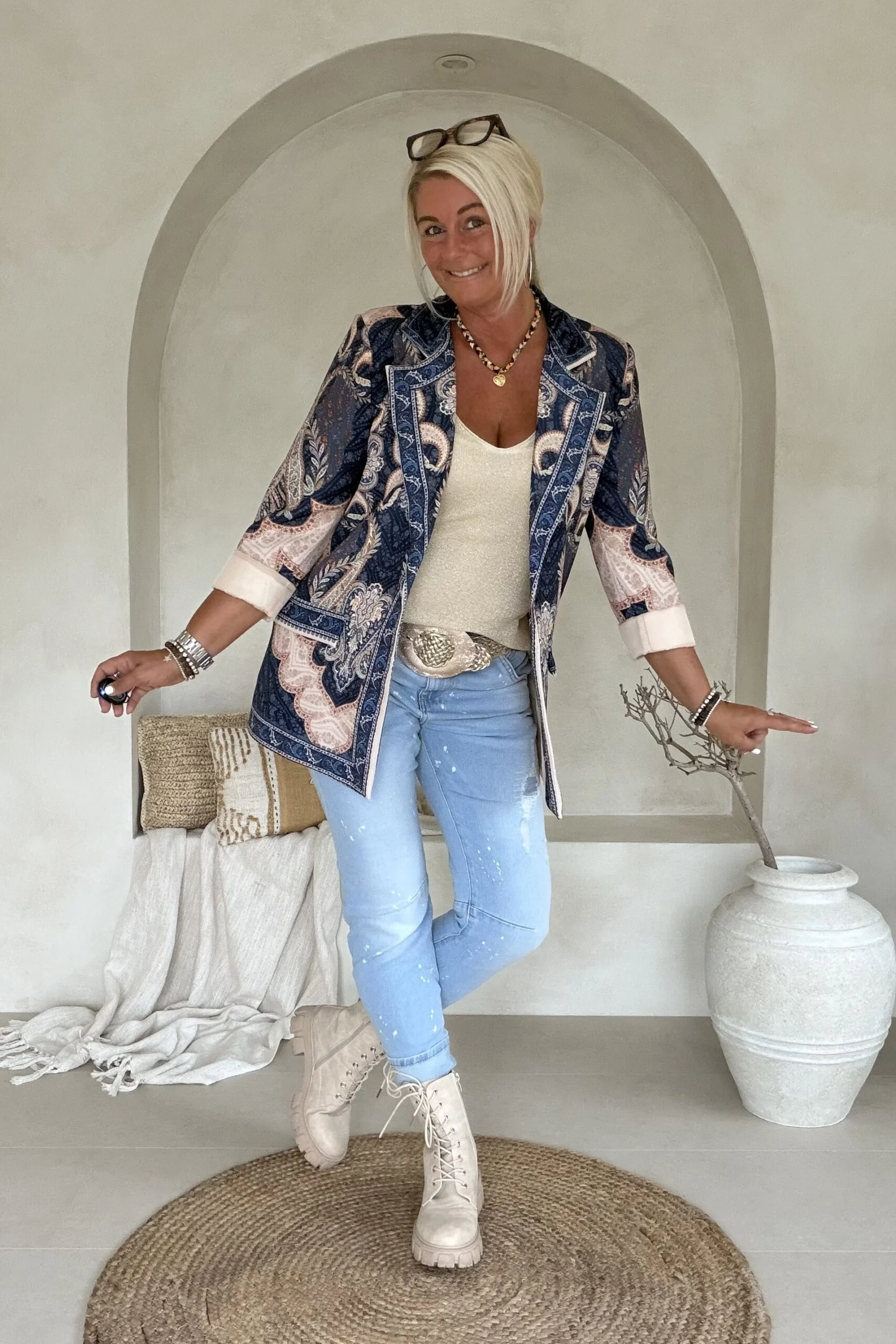 Boho Chic Paisley Blazer Paige, Blauwtinten. - Afbeelding 6