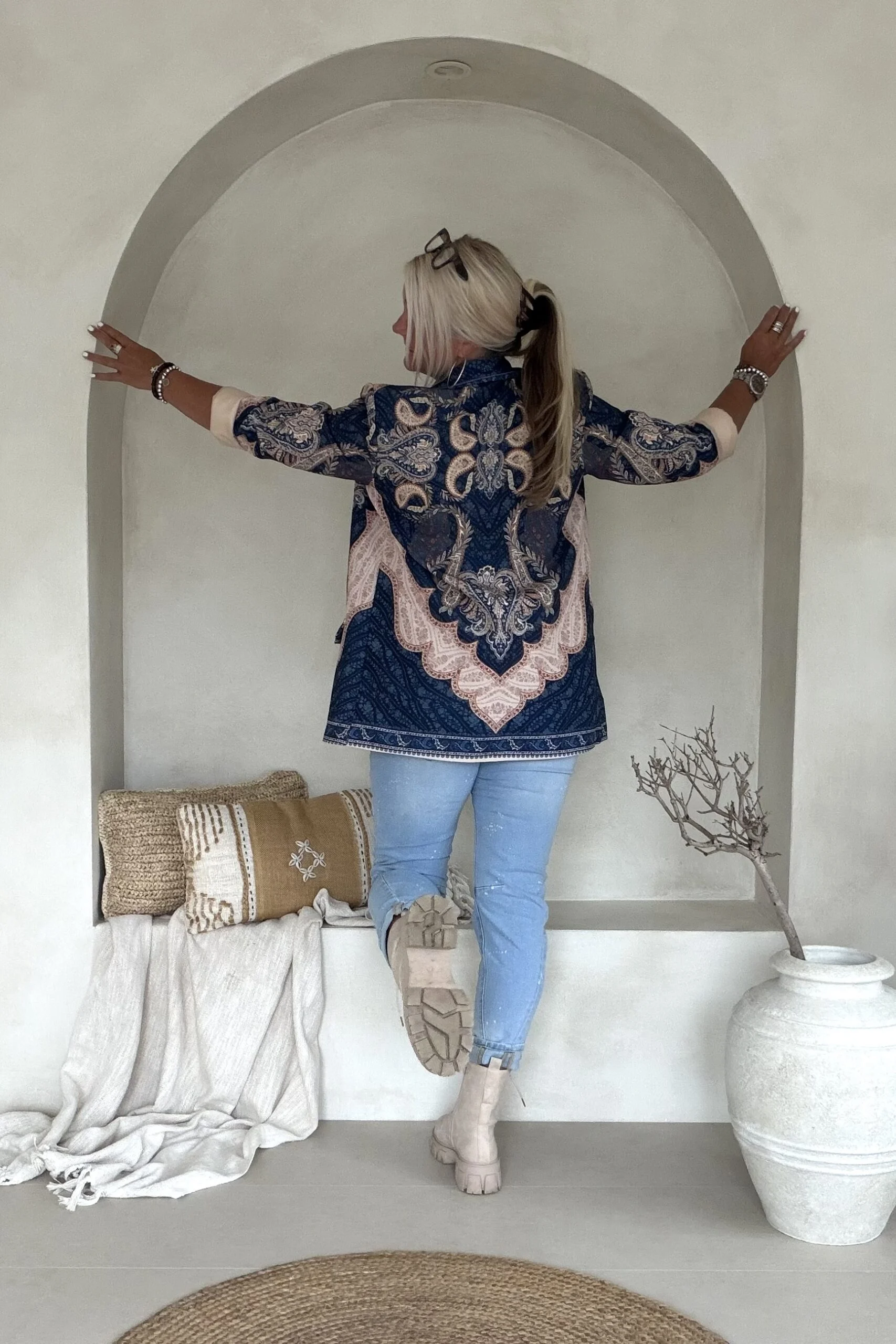 Boho Chic Paisley Blazer Paige, Blauwtinten. - Afbeelding 2