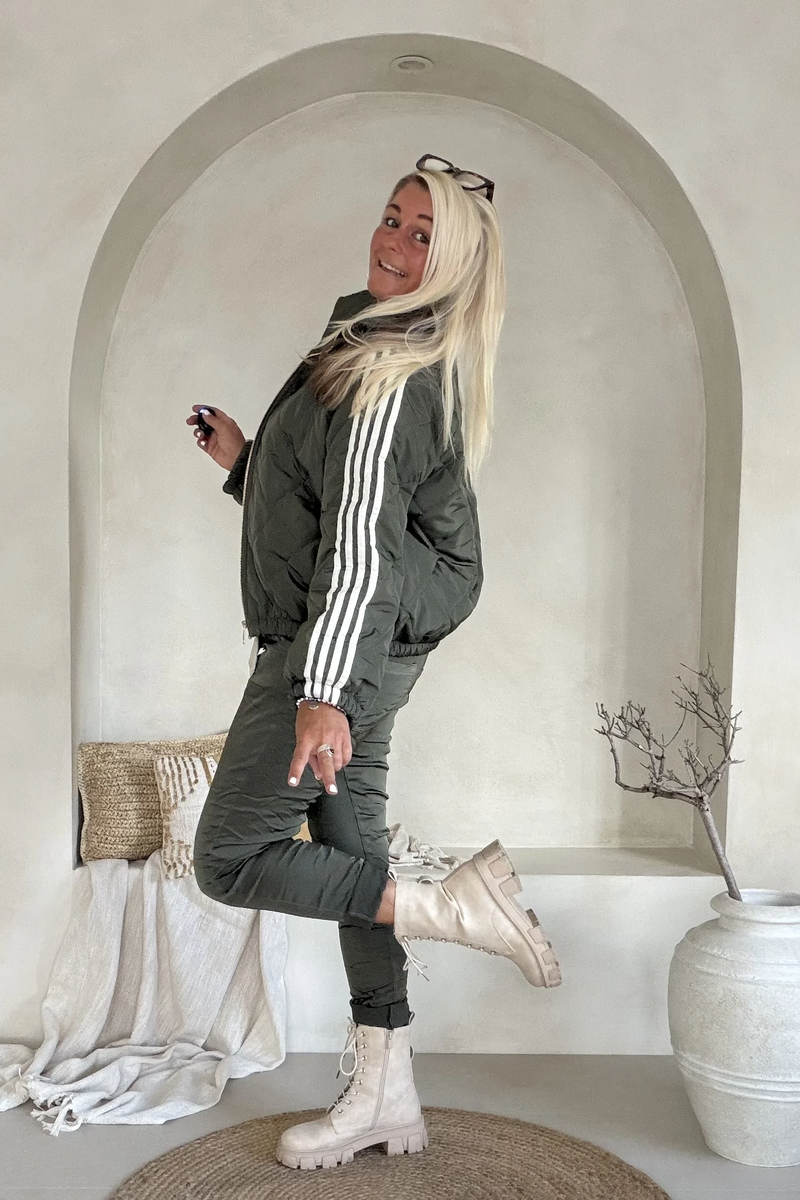 Bomberjack Shanna Stripes, Donker Groen. - Afbeelding 9